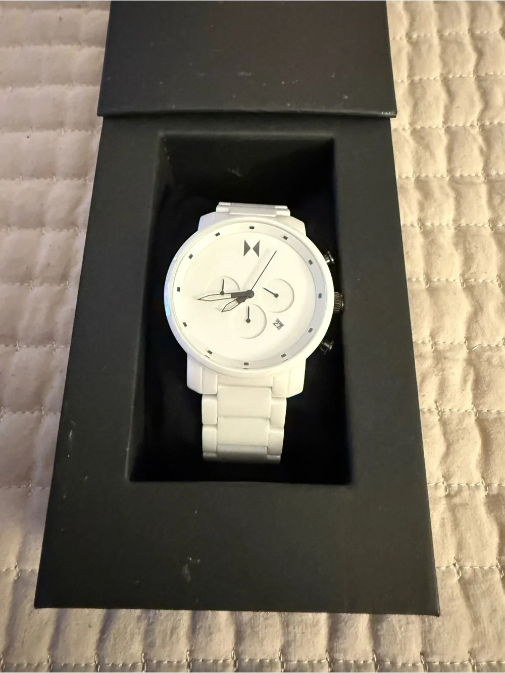 MVMT White Men's ceramic Chronograph Watch with White Bracelet